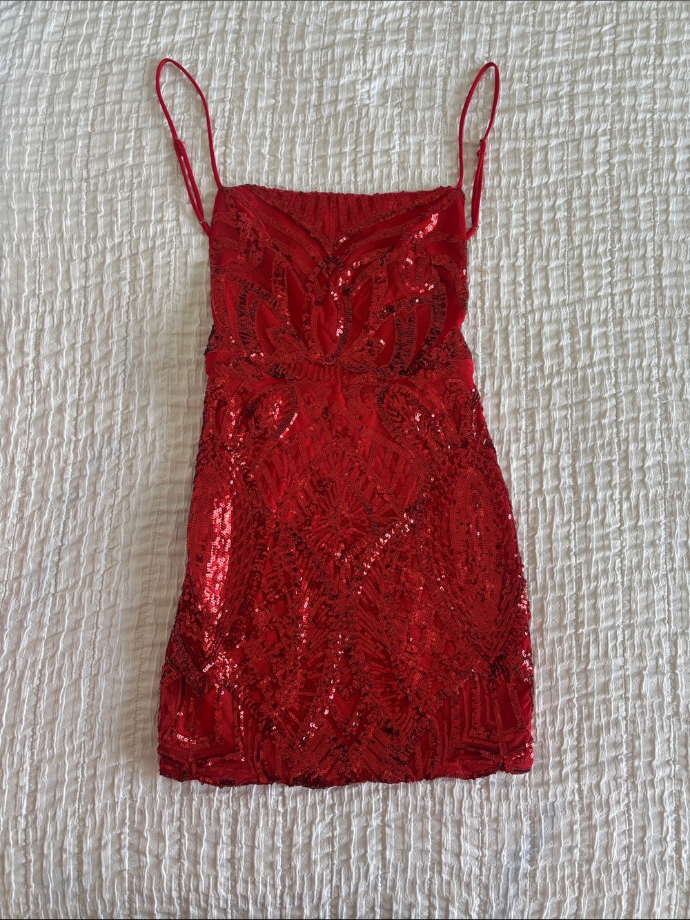 Lucy in the Sky Red Sequin Spaghetti Strap Mini Dress